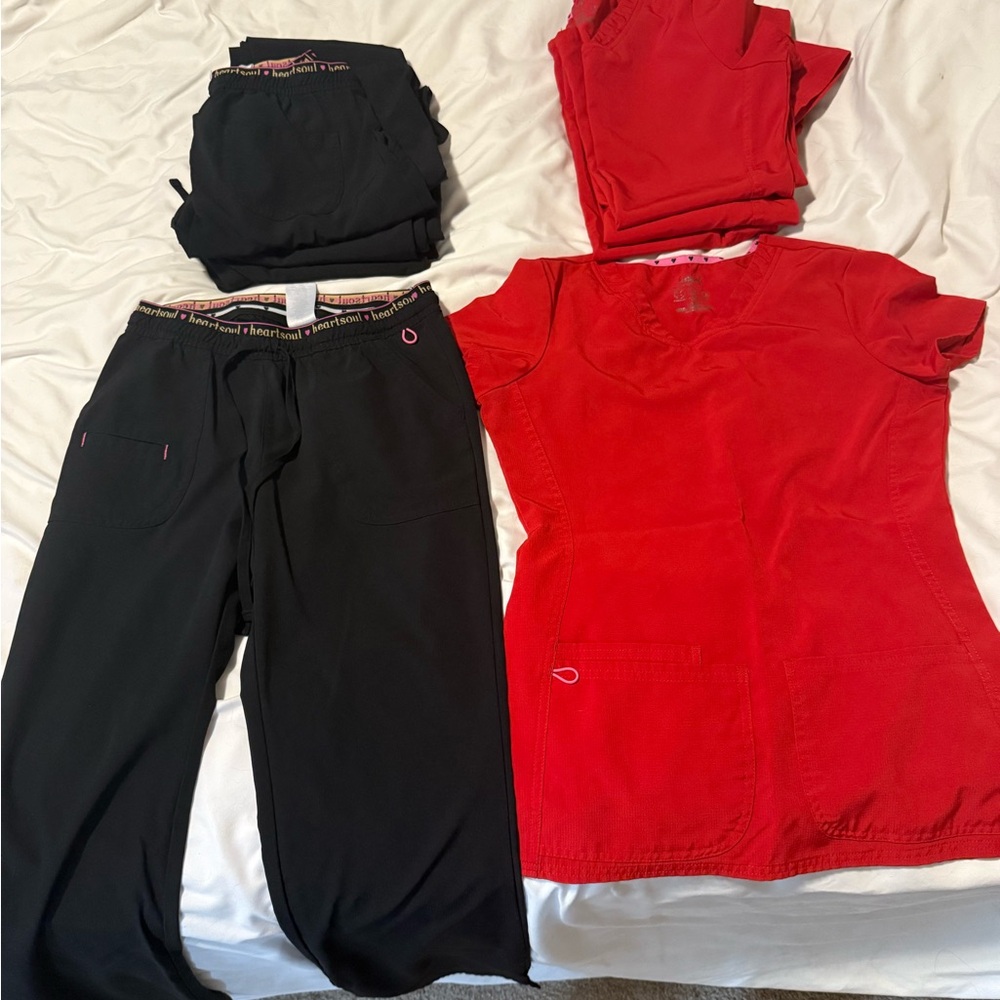 Heart Soul Red and Black Scrub Set